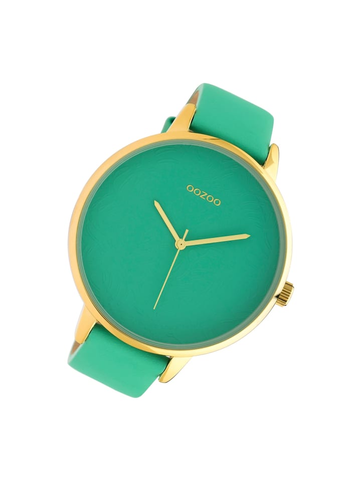 Analog-Armbanduhr Oozoo Timepieces hellgrün extra groß (ca. 48mm)