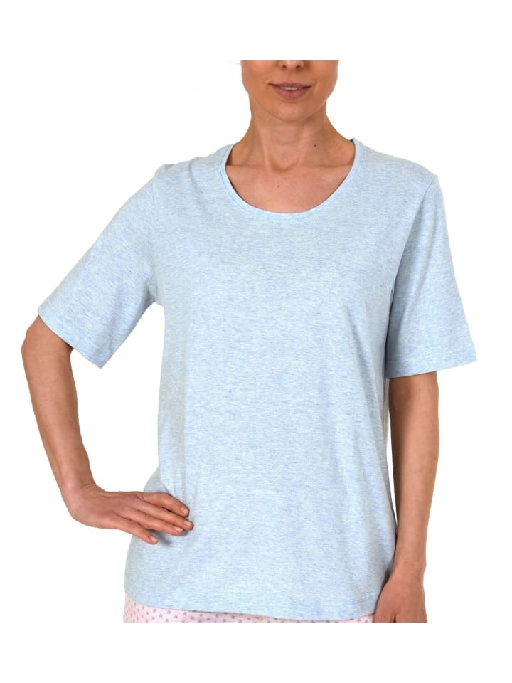 Pyjama Shirt kurzarm Schlafanzug Oberteil Mix & Match - 73513 in hellblau