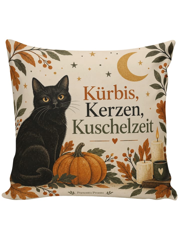 Deko Kissen Katze stilvoll Design mit Spruch in Weiß