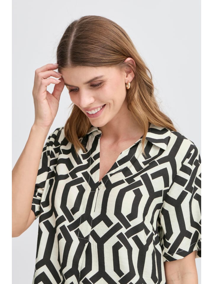 Kurzarm-Bluse FRARIANA Regular fit in Whisper White Black