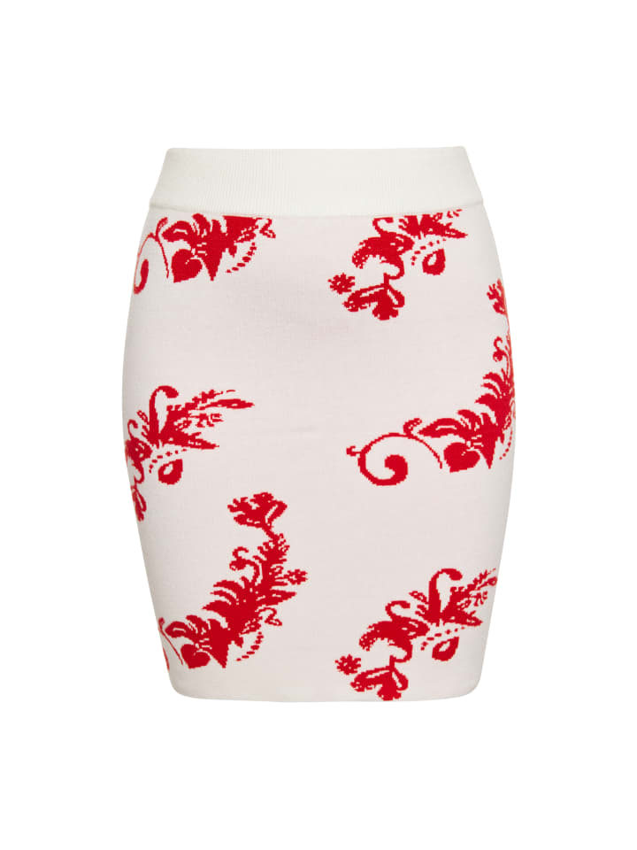 Damen Rock in WOLLWEISS ROT