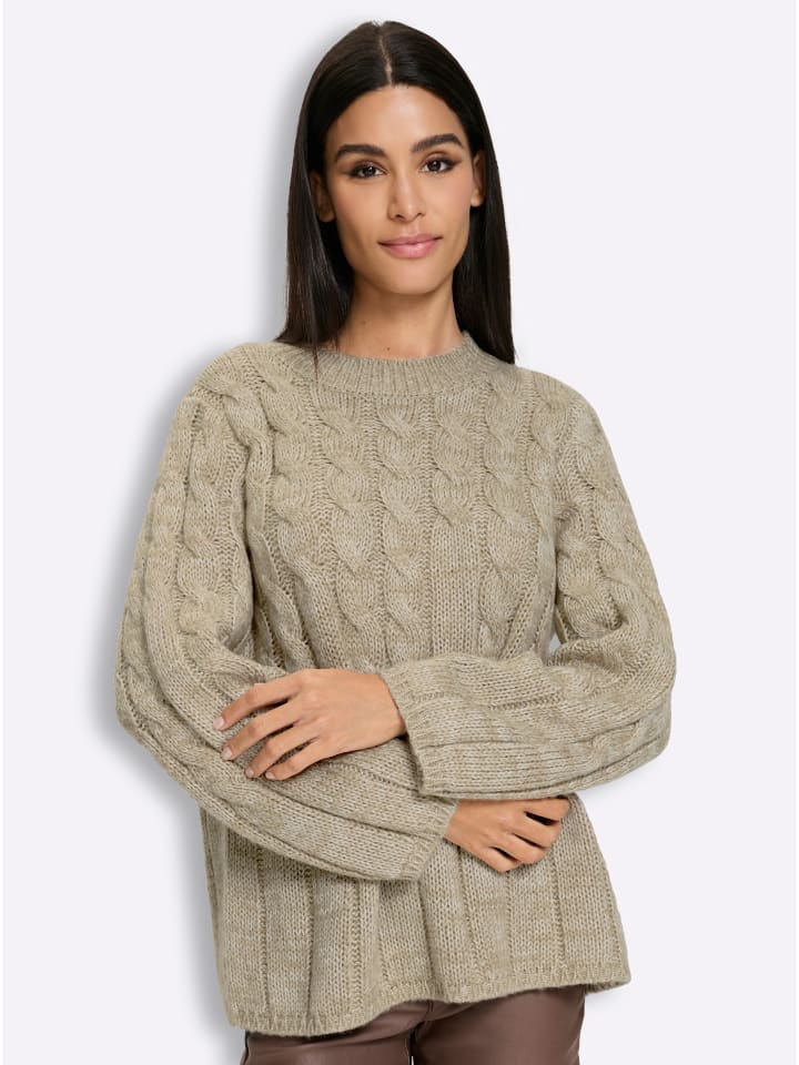 Pullover in ecru-sesam-meliert