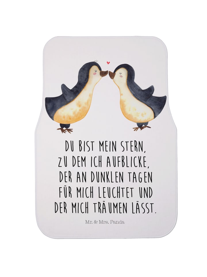Auto Teppich Pinguin Liebe mit Spruch in Weiß