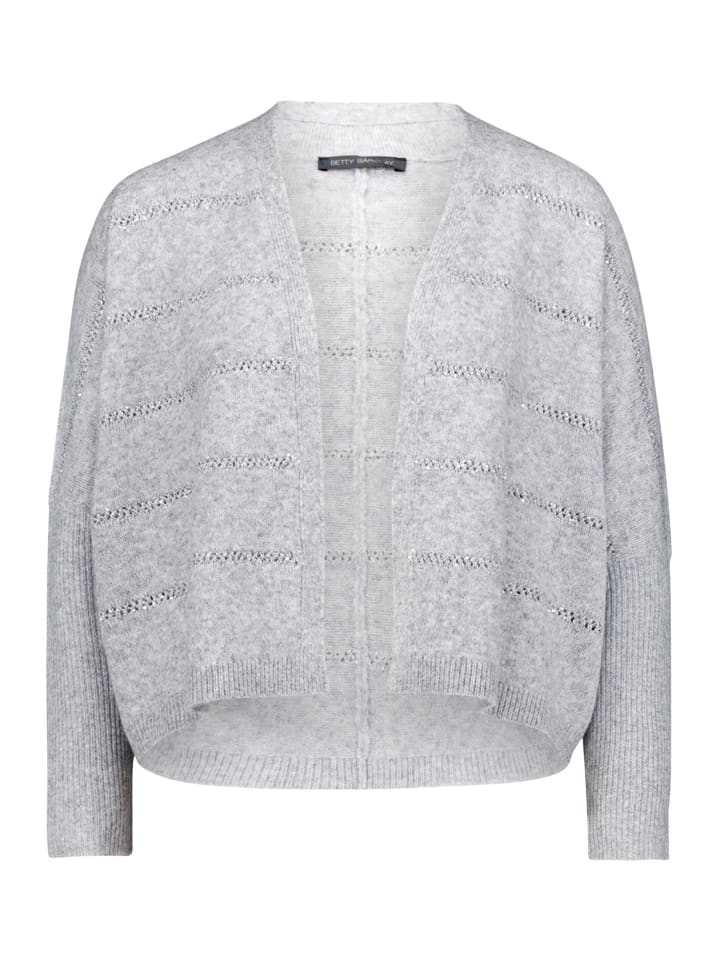 Feinstrickjacke mit Pailletten in Light Silver Melange