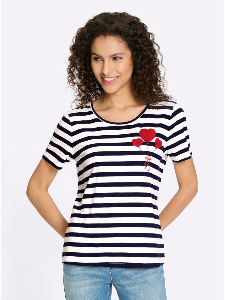Shirt in marine-ecru-geringelt