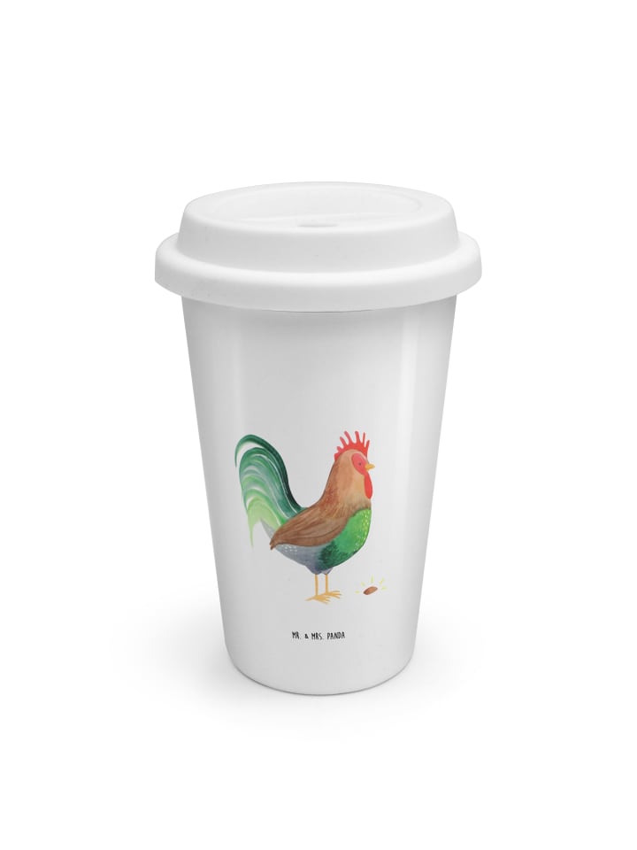 Thermobecher To Go Hahn Korn ohne Spruch in Weiß