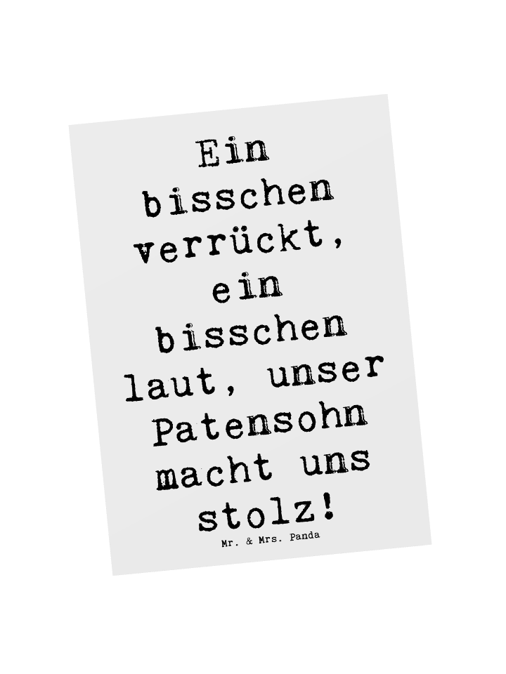 Postkarte Stolzer Patensohn mit Spruch in Weiß