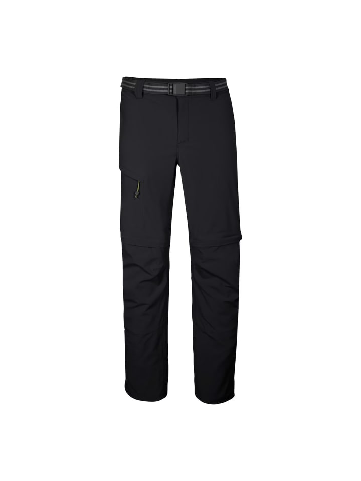 Zip Off Wanderhose für Herren in Kurzgröße in schwarz