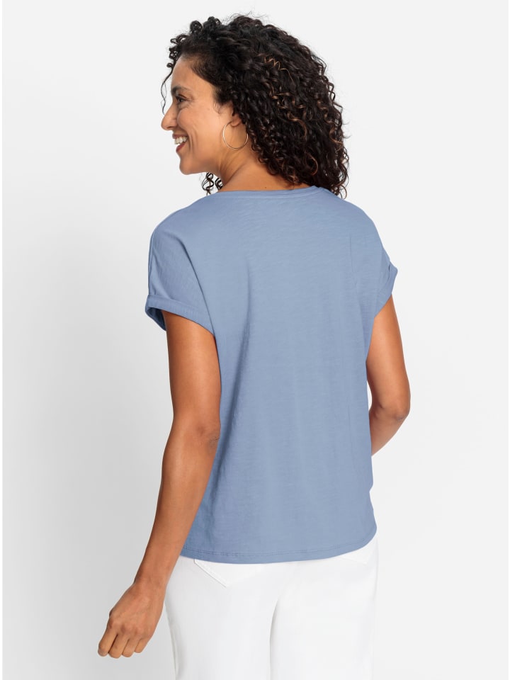 Rundhals-Shirt in bleu