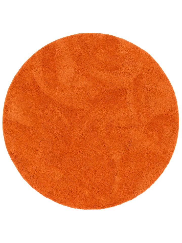 Hochflor-Teppich Silky Rund in orange