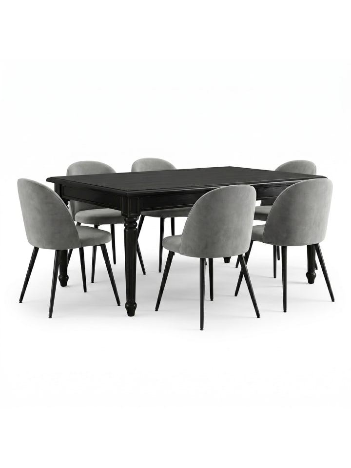Essgruppe Amaretta Schwarz,Grau 180 x 100 cm