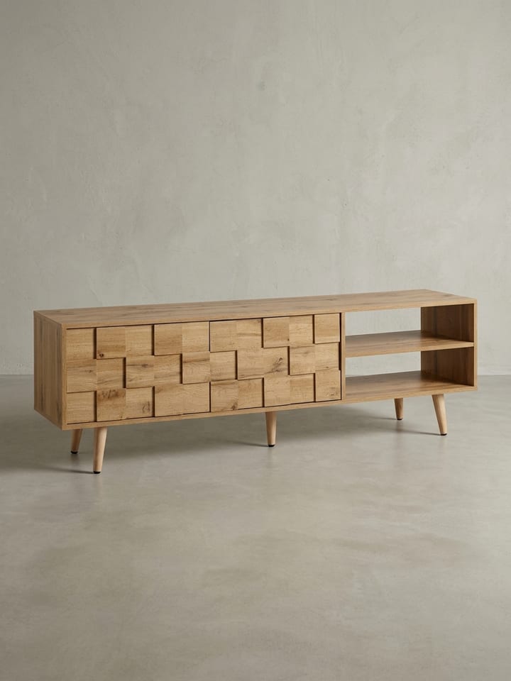 Eichen-Dekor Lowboard, TV-Unterschrank, Aufbewahrung, bis 70-Zoll TV