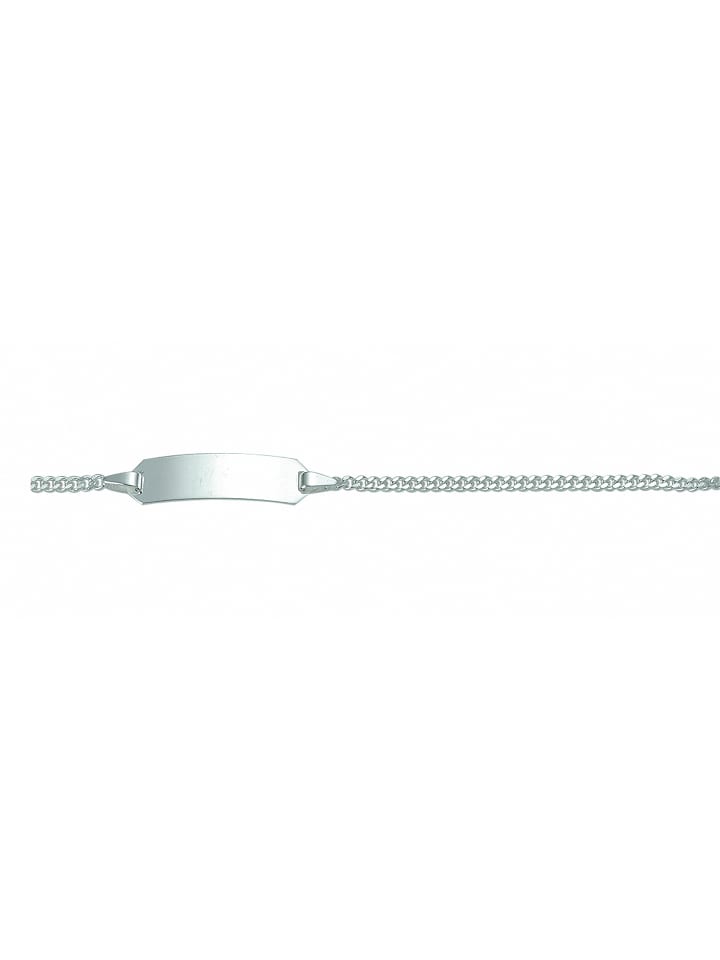 Damen 925 Silber Flach Panzer Armband 14 cm Ø 1,7 mm in silber