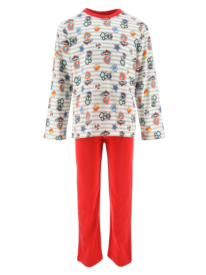 2tlg. Outfit: Schlafanzug Langarmshirt und Hose Chase und Marshall in Rot