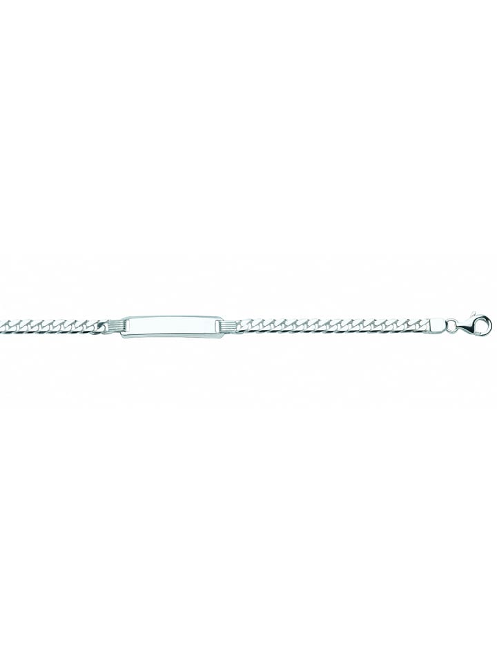 Damen 925 Silber Flach Panzer Armband 19 cm Ø 4,6 mm in silber