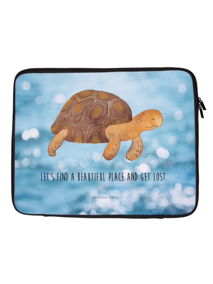 Laptoptasche Schildkröte MHerzieren mit Spruch in OZeichenanblue