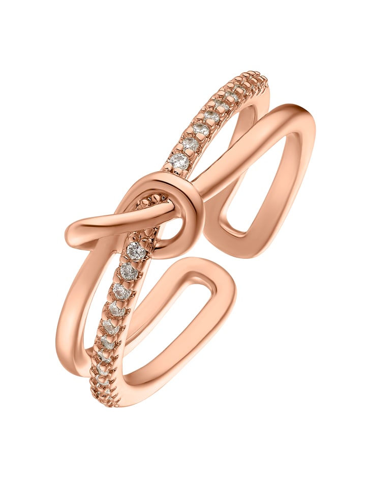 Ring mit Steinen Zina silberfarben poliert in rosegoldfarben