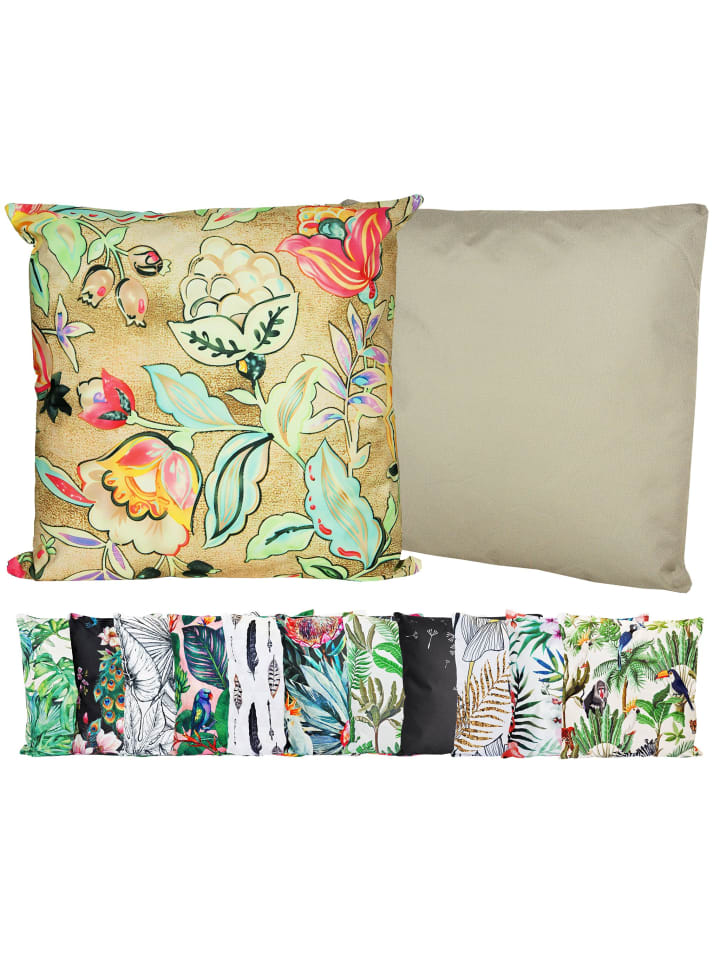 Outdoor Dekokissen Motiv 45x45cm inkl. Füllung Beerenflut Creme