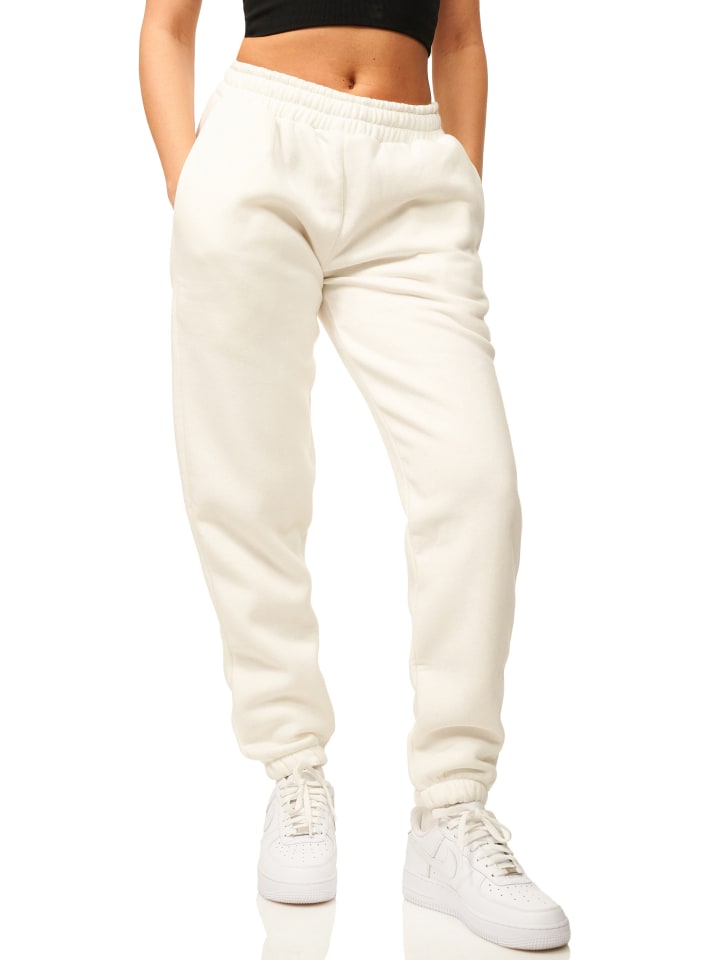 Jogginghose - im Straight-Fit als Lange Trainingshose Sweatpants in Weiß