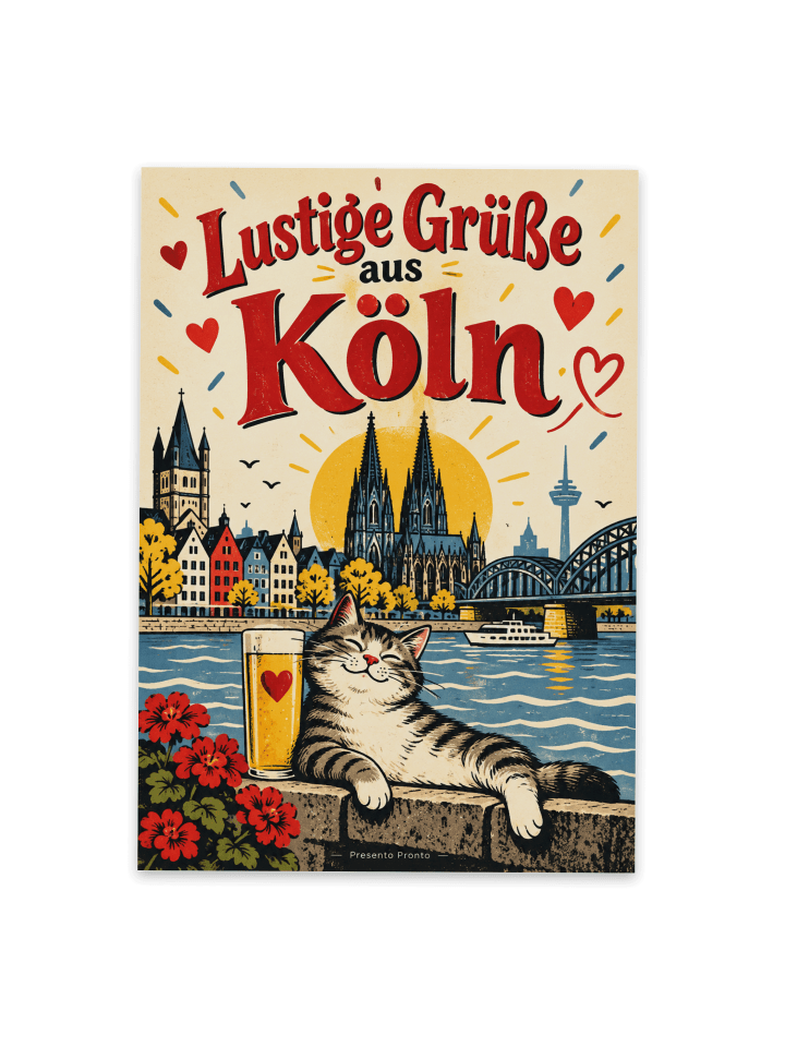 Postkarte Köln humorvoll Design mit Spruch in Weiß