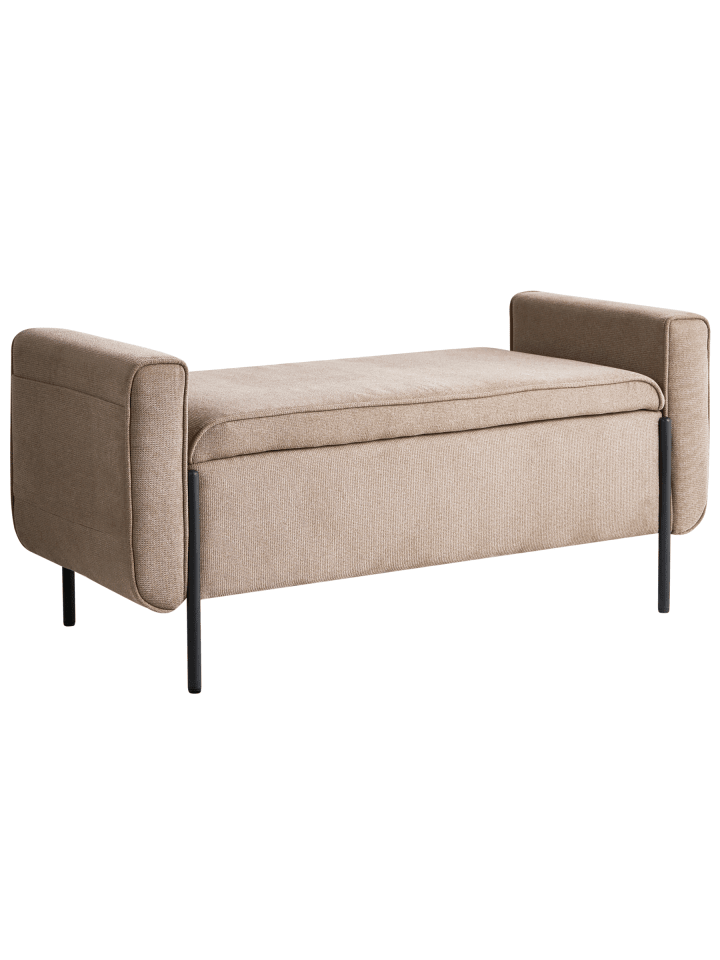 Bettbank LEWES in Beige/Schwarz - (W) 114 x (H) 55 x (L) 50 cm