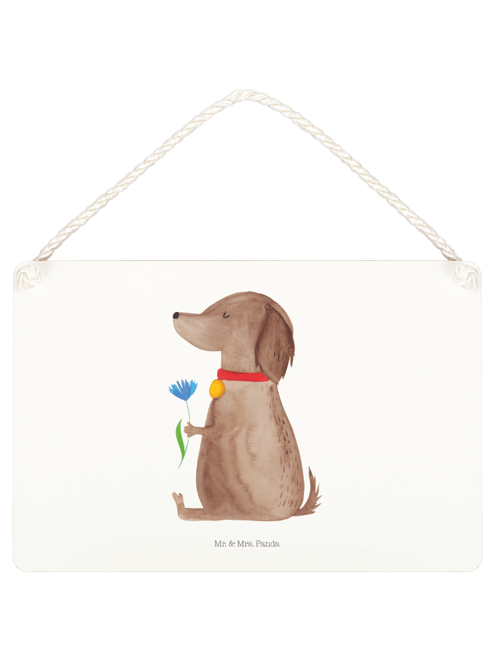 Schild Hund Blume ohne Spruch in Weiß