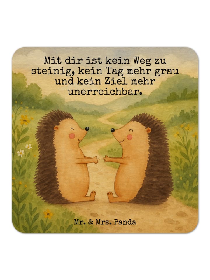 Glasuntersetzer Igel Liebe Design mit Spruch in Weiß