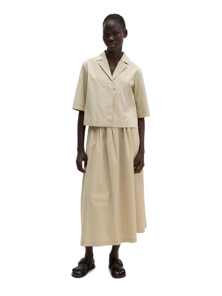 Crop-Bluse relaxed in Linen Beige