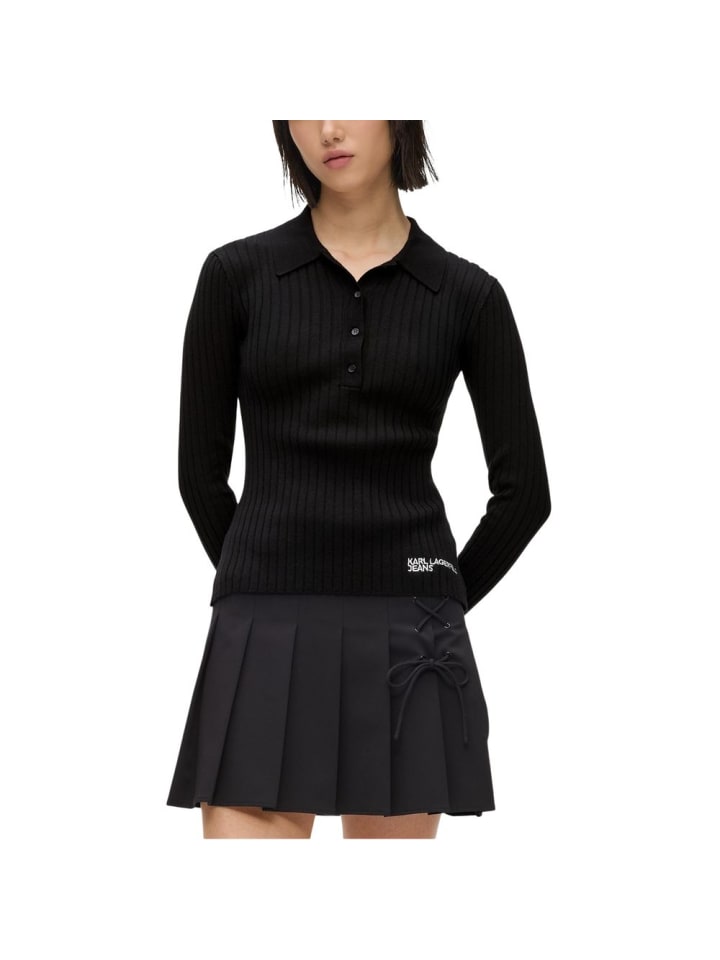 Schwarz Viskose Langarmshirt