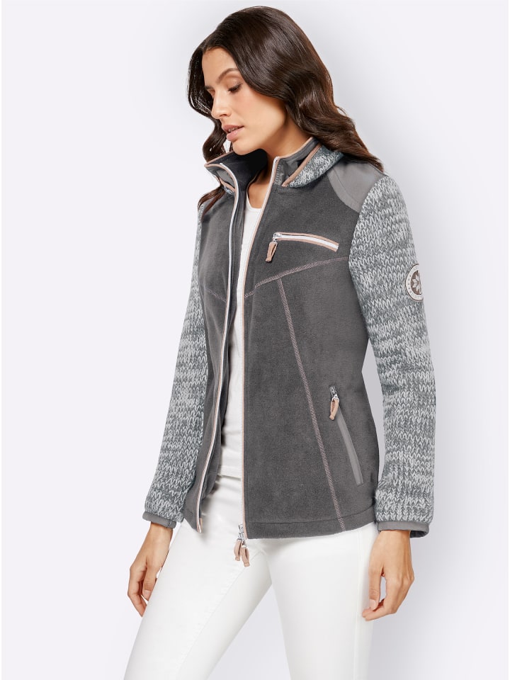 Fleece-Jacke in grau-meliert