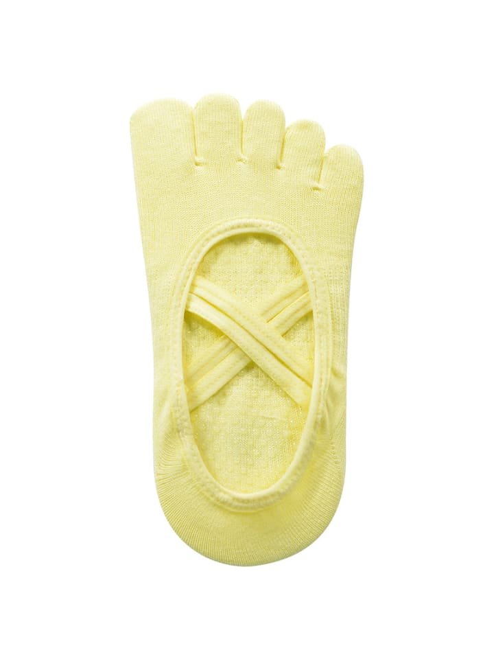 Yoga-Zehensocken mit Doppelkreuz in Gelb