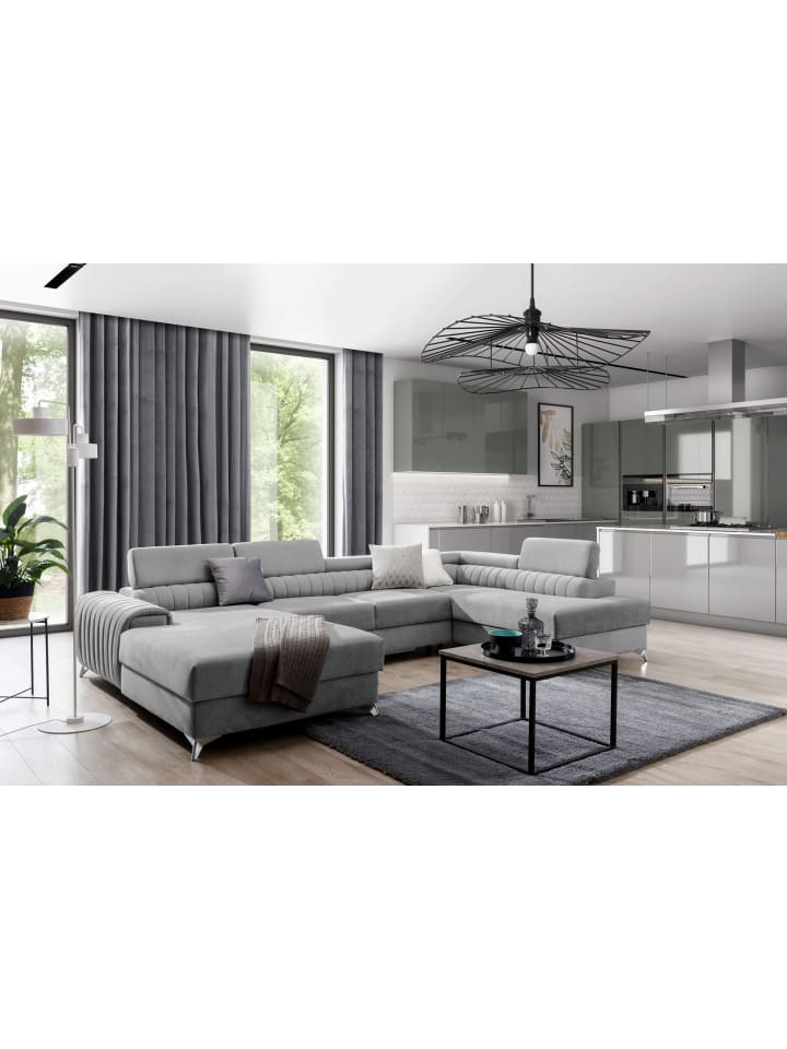 Lazy Recamiere Rechts in Mausgrau - (L) 202 x (B) 354 x (H) 92 cm