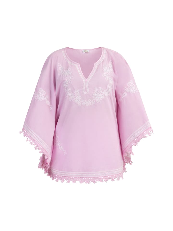 Damen Poncho in Rosa Weiss