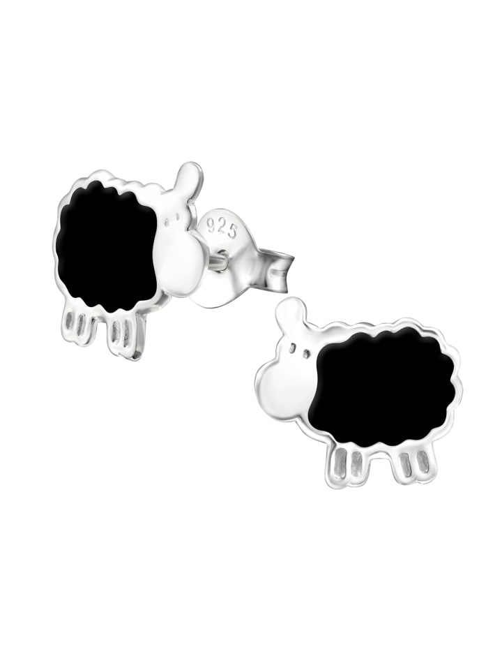 Kinder-Ohrstecker in Silber-Schwarz