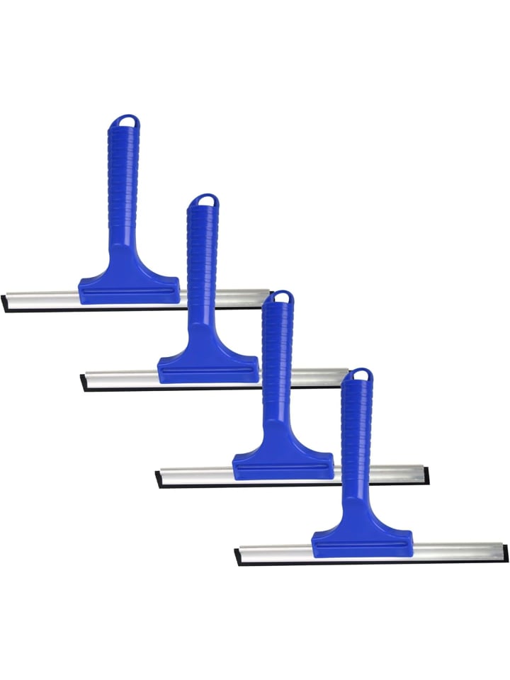 Novaliv 4X Fensterabzieher 23 cm Aluleiste mit Gummilippe für streifen in blau