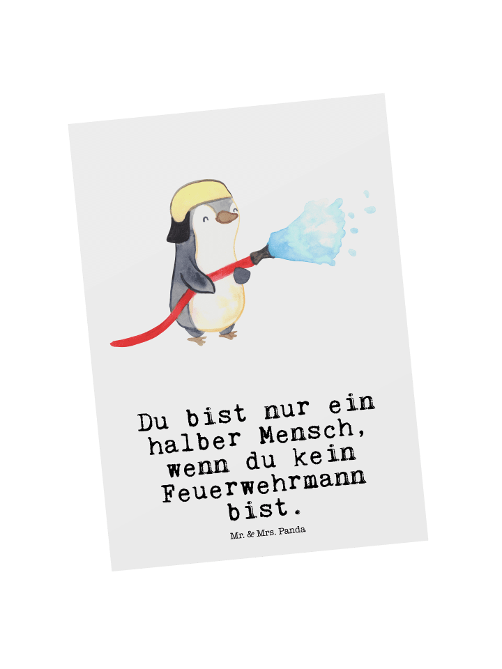 Postkarte Feuerwehrmann Herz mit Spruch in Weiß