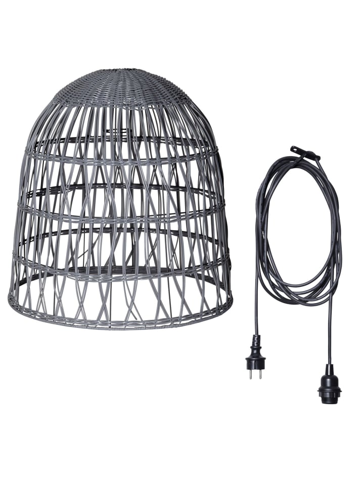 Lampenschirm in Rattanstil für Innen/Außen mit E27 Kabel H: 50cm in grau