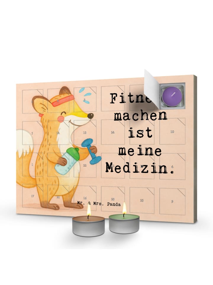 Adventskalender Fuchs Fitness Design mit Spruch in Weiß
