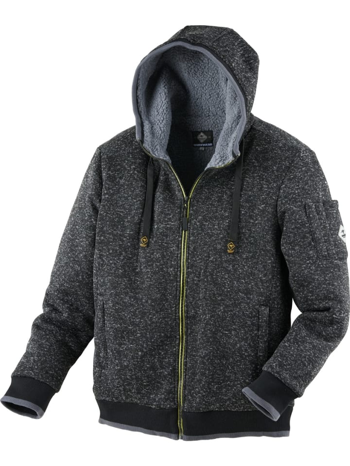 Fleecejacke/Fleecepullover "Strickfleecejacke" in Schwarz