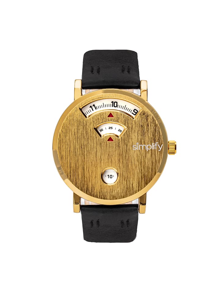Die 7000 Lederarmbanduhr in Gold/Black