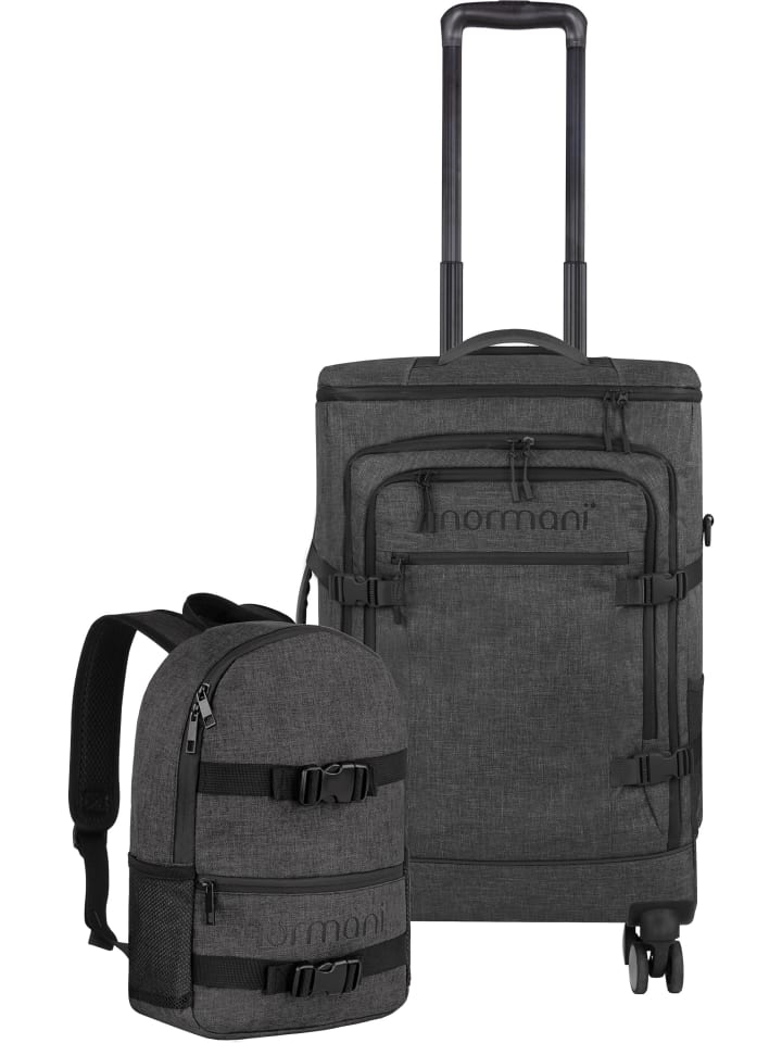 Reisetrolley mit Rucksackfunktion und kleinem 5L Rucksack in Anthrazit