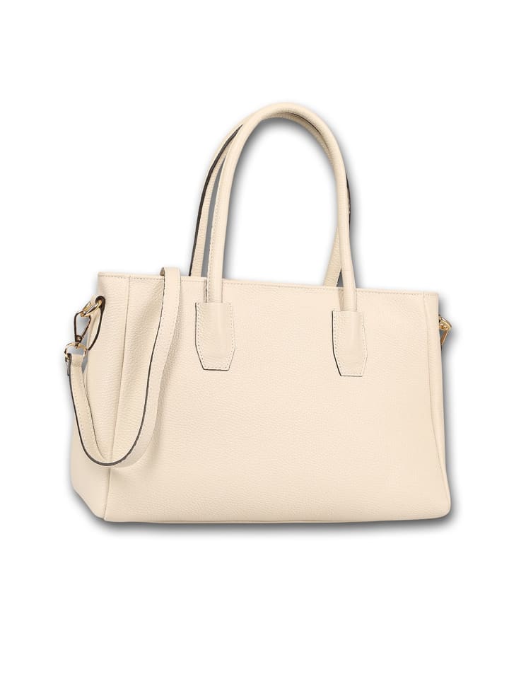 Leder Handtasche Toscanto Tasche beige ca. 35cm