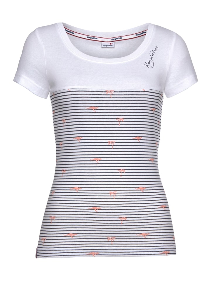 T-Shirt in weiß-blau-gestreift