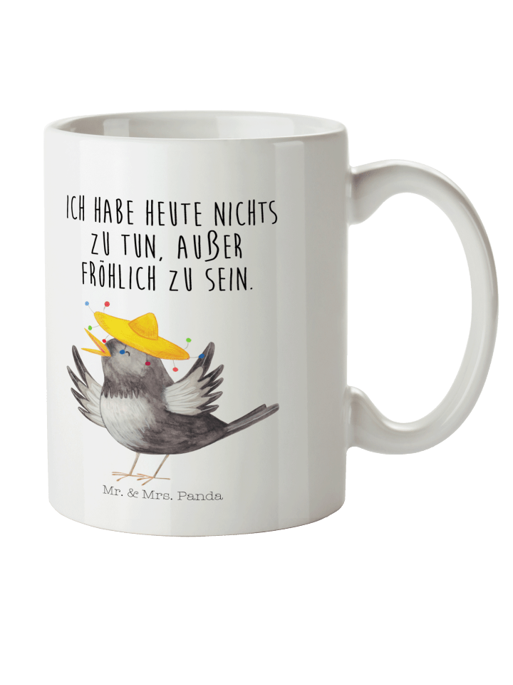 Becher Rabe Sombrero mit Spruch in Weiß