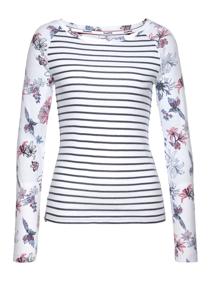 Langarmshirt in weiß-marine-gestreift