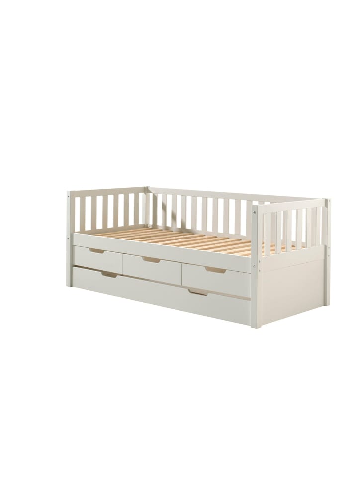 AUSZIEHBETT Karena 211x86x98 aus Massivholz in Weiß