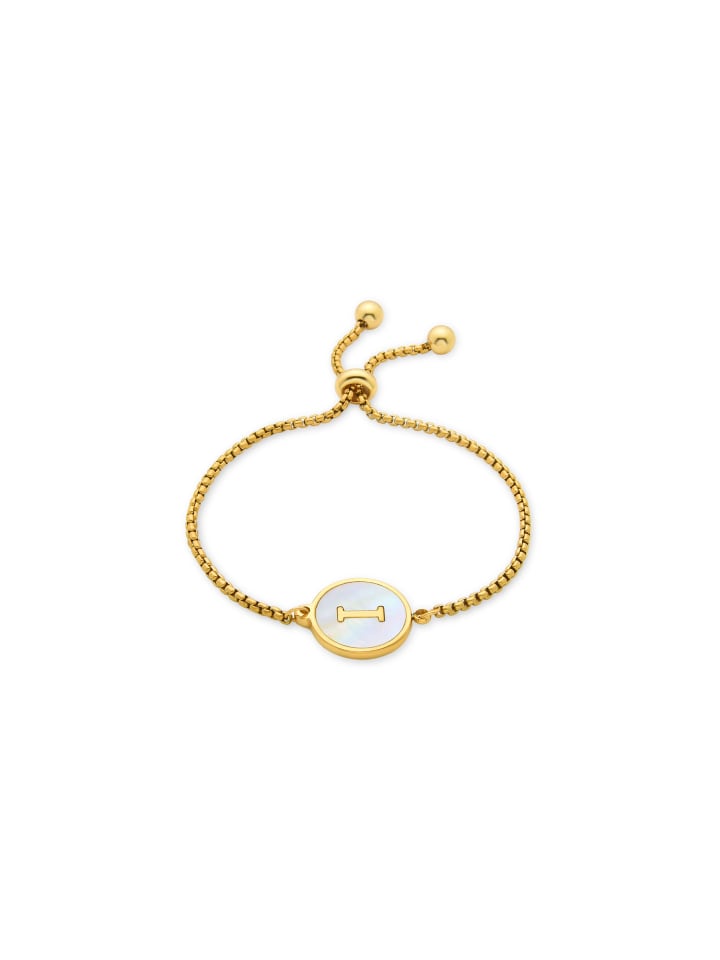 bracelet in white mother-of-pearl and 18k gold-plated - Alphabet