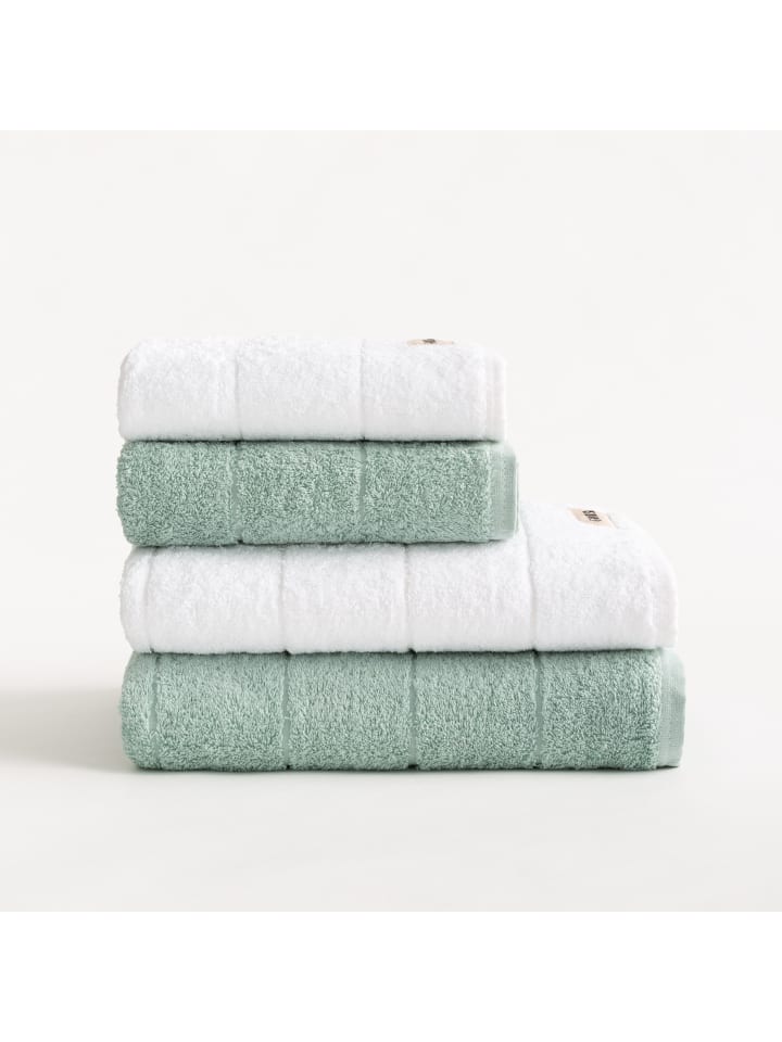 Handtuchset "Terry" in Weiß - Aquamarin