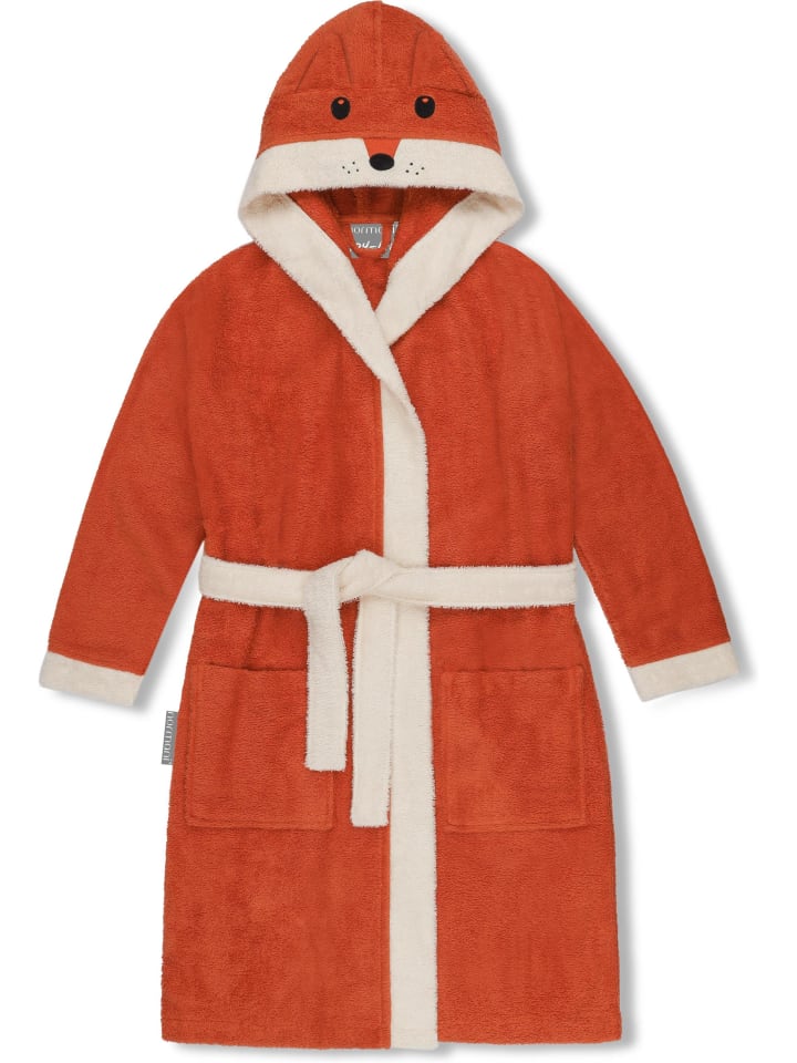 Kinder Bademantel aus Bio-Baumwolle Malia in Orange / Fuchs