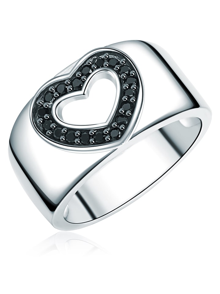 Ring Herz aus Sterling Silber mit Zirkonia in silber